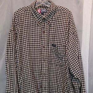 Chaps Men's Flannel Checkered Black and Cream Shirt